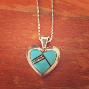Turquoise & Silver Heart necklace